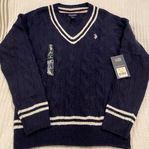 Women’s  Navy Sweater with White Accents